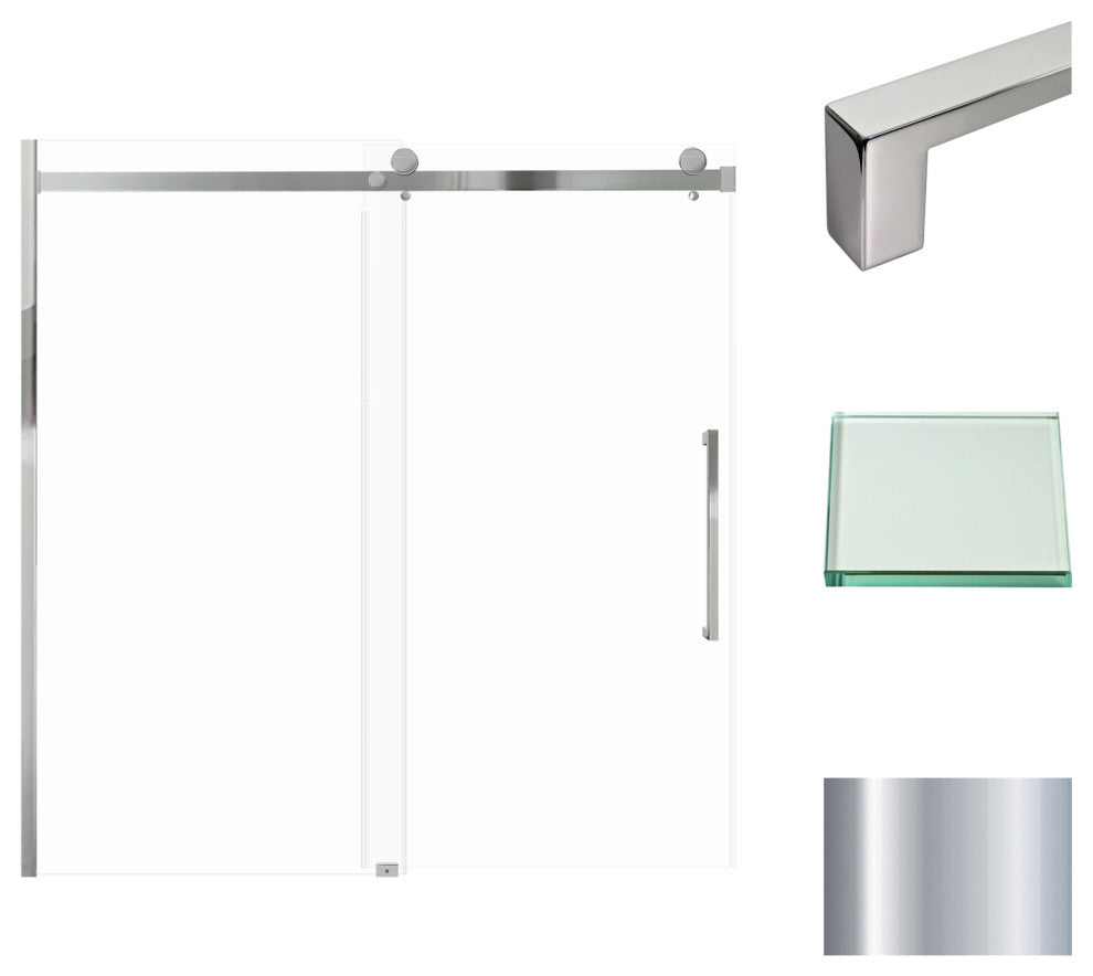 Madeline 60"x60" Frameless Shower Door with Fixed Panel in Polished Chrome