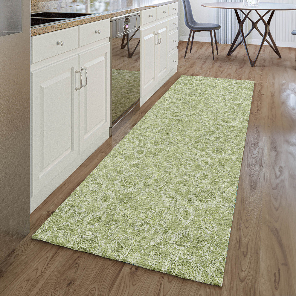 Premium Machine Washable Mayfield AMF662 Aloe 2'3" x 7'6" Runner Rug