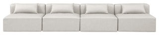 Cube Upholstered Modular Sofa, Cream, 4-Piece: 4 Armless Chair, Vegan Leather