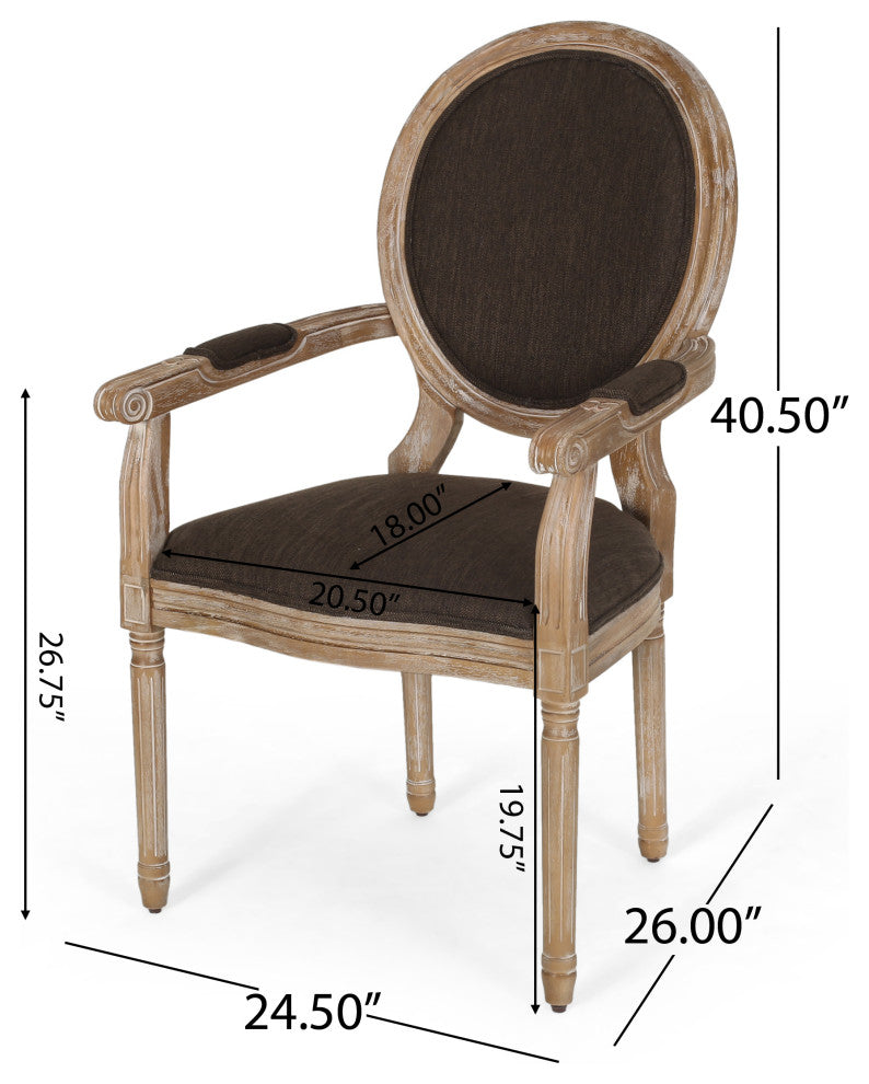 Comisky French Country Fabric Upholstered Wood Expandable 7-Piece Dining Set, Natural Brown/Brown