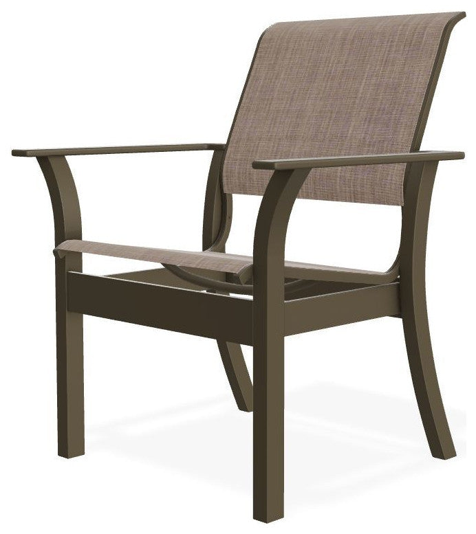 Leeward Sling Stackable Outdoor Dining Chair, Augustine Fennel/Beachwood