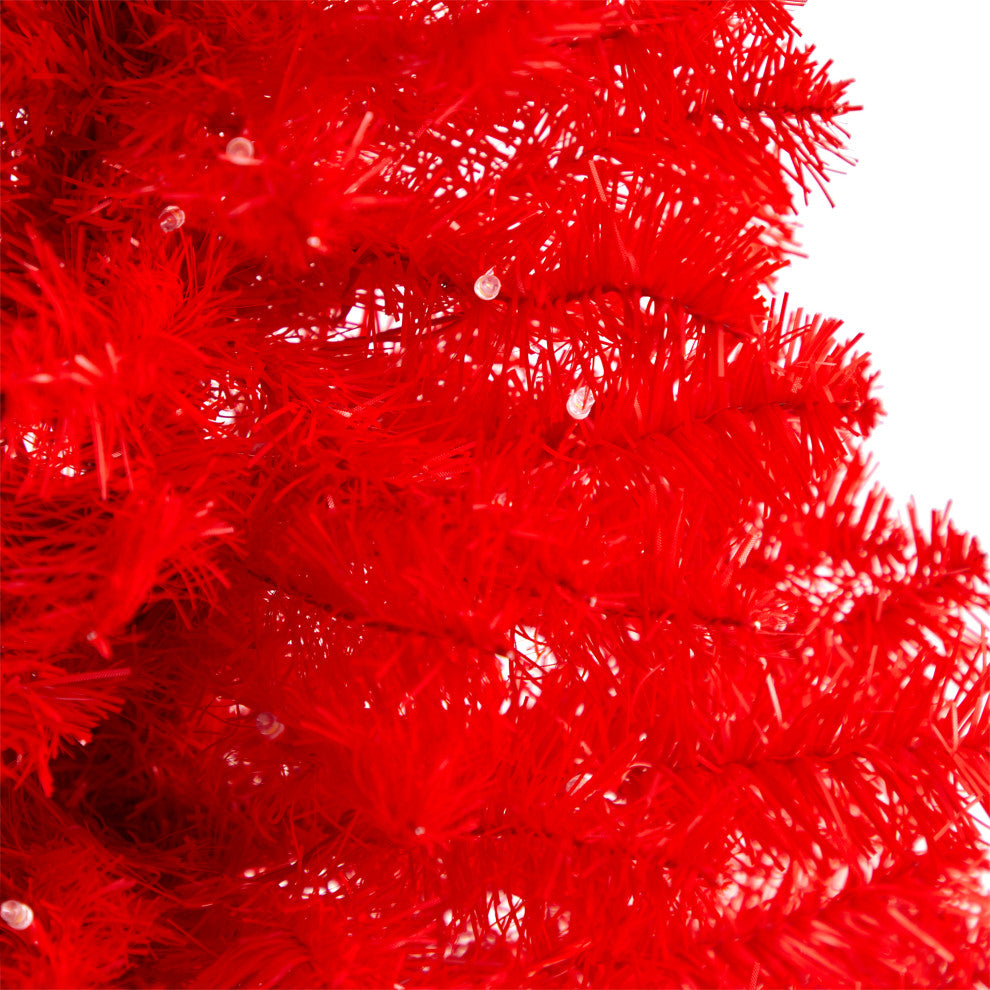 3' Red Artificial Christmas Tree With 50 LED Lights and 118 Bendable Branches