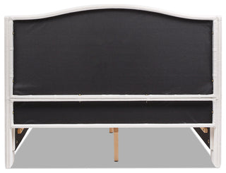Fontana Wingback Upholstered Platform Bed Frame, Antique White Polyester, Queen