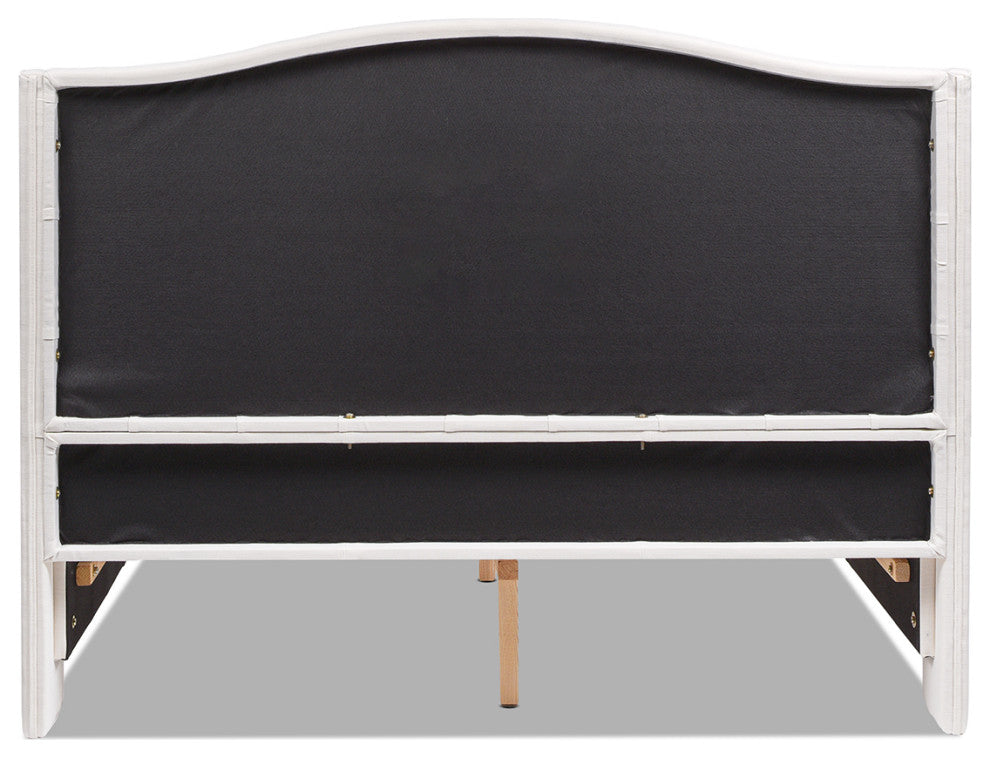 Fontana Wingback Upholstered Platform Bed Frame, Antique White Polyester, Queen