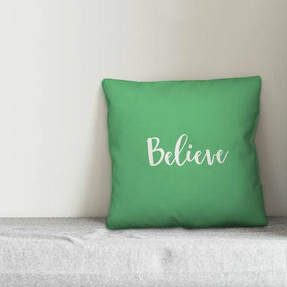Believe, Light Green 18x18 Throw Pillow Cover