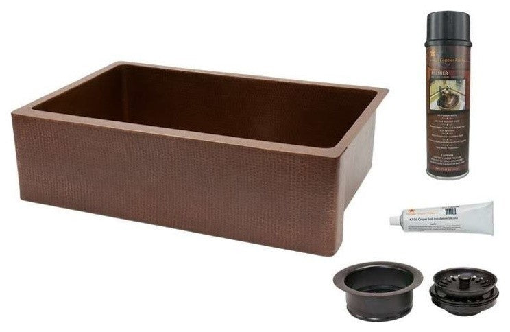 Premier Copper Products KSP3_KASB33229 Kitchen Sink and Drain Package