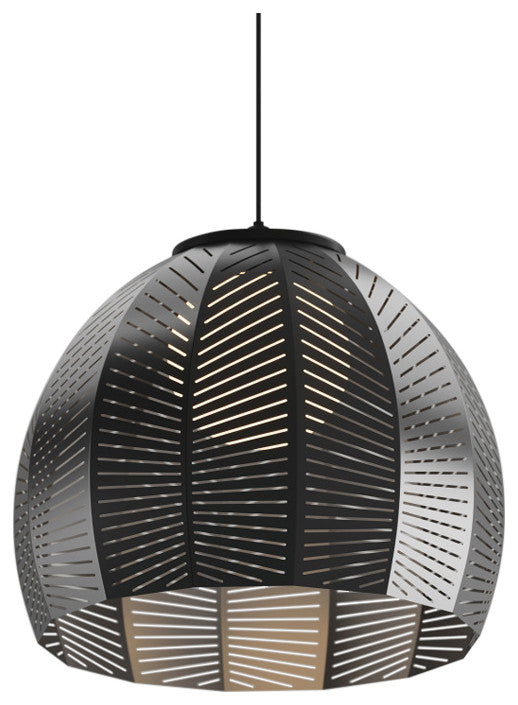Amicus 16" Pendant, Textured Black Powdercoat/Dark Stained Walnut, Incandescent