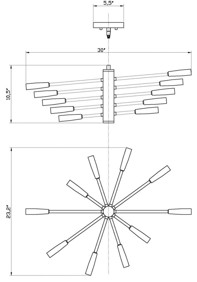 Zlite 737-10CH 10-Light Chandelier, Other