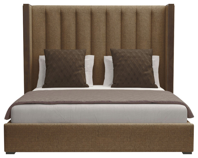 Nativa Interiors Irenne Vertical Channel Bed, Brown, Ca King, Medium 67"