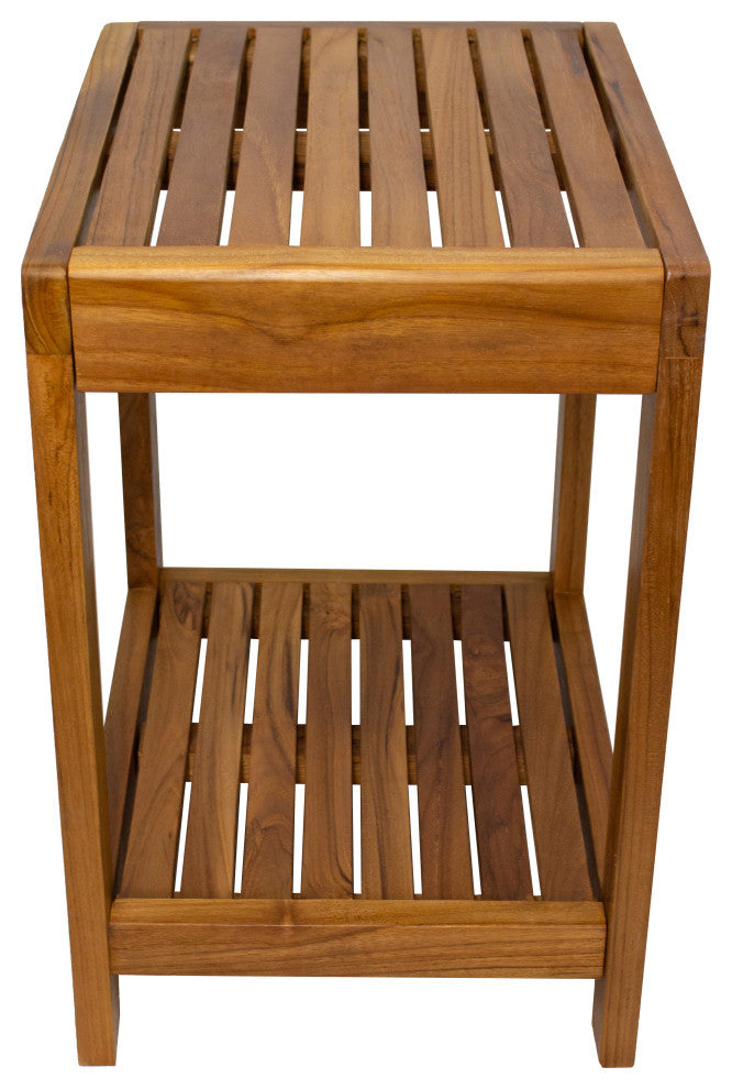 Nordic Style Oiled Teak Spa Bench With Shelf "“ 18"³