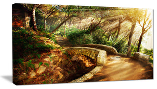 Bright Sun in Mystical Park, Large Landscape Canvas Art, 32"x16"