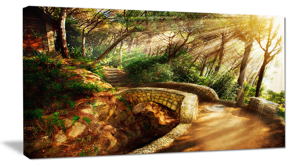 Bright Sun in Mystical Park, Large Landscape Canvas Art, 32"x16"