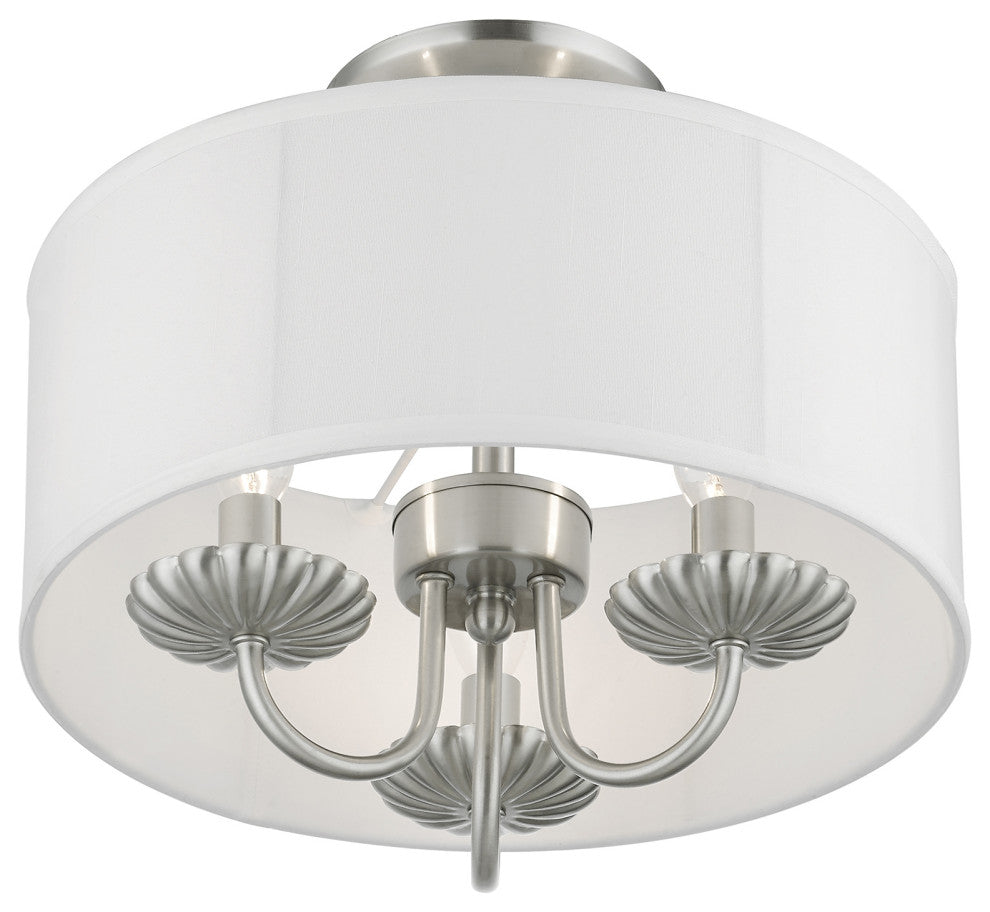 Livex Lighting 3 Light Brushed Nickel Semi-Flush Mount