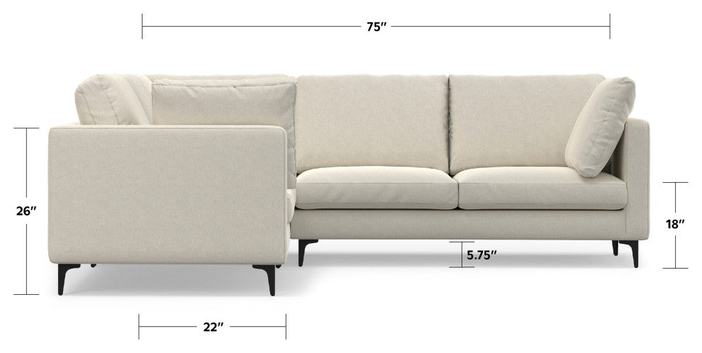 Ava Corner Sectional in Tightly Woven Performance Fabric