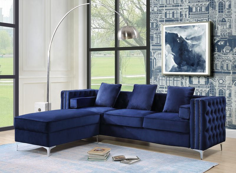 Acme Bovasis Ottoman Blue Velvet