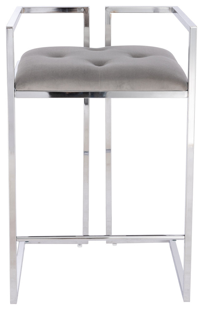 Coralie Silver Satin Kitchen Counter Stool