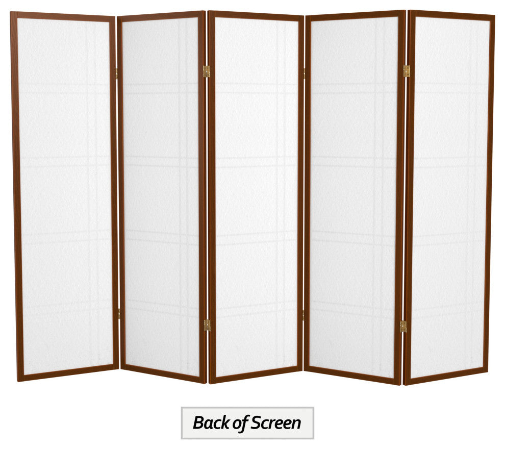 5' Tall Double Cross Shoji Screen, Walnut, 5 Panels