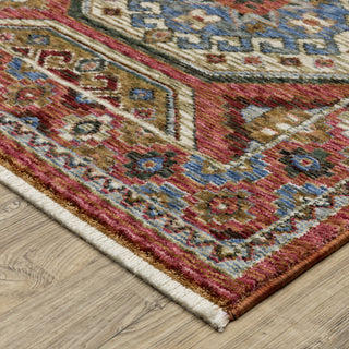 Hanford Panel Medallion Pink/Red Fringe Edge Area Rug Runner