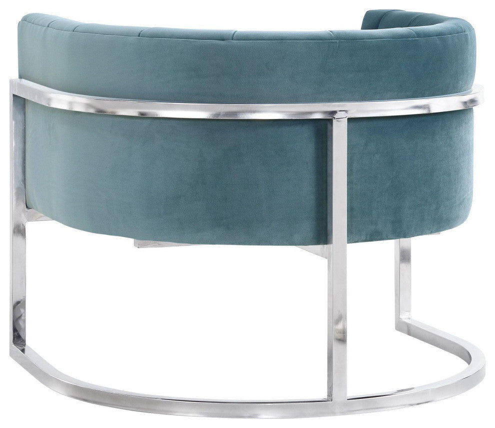 Magnolia Sea Blue Chair with Silver Base