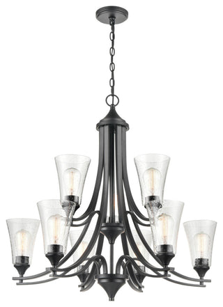 Natalie Collection 9 Light 32 in. Matte Black Chandelier