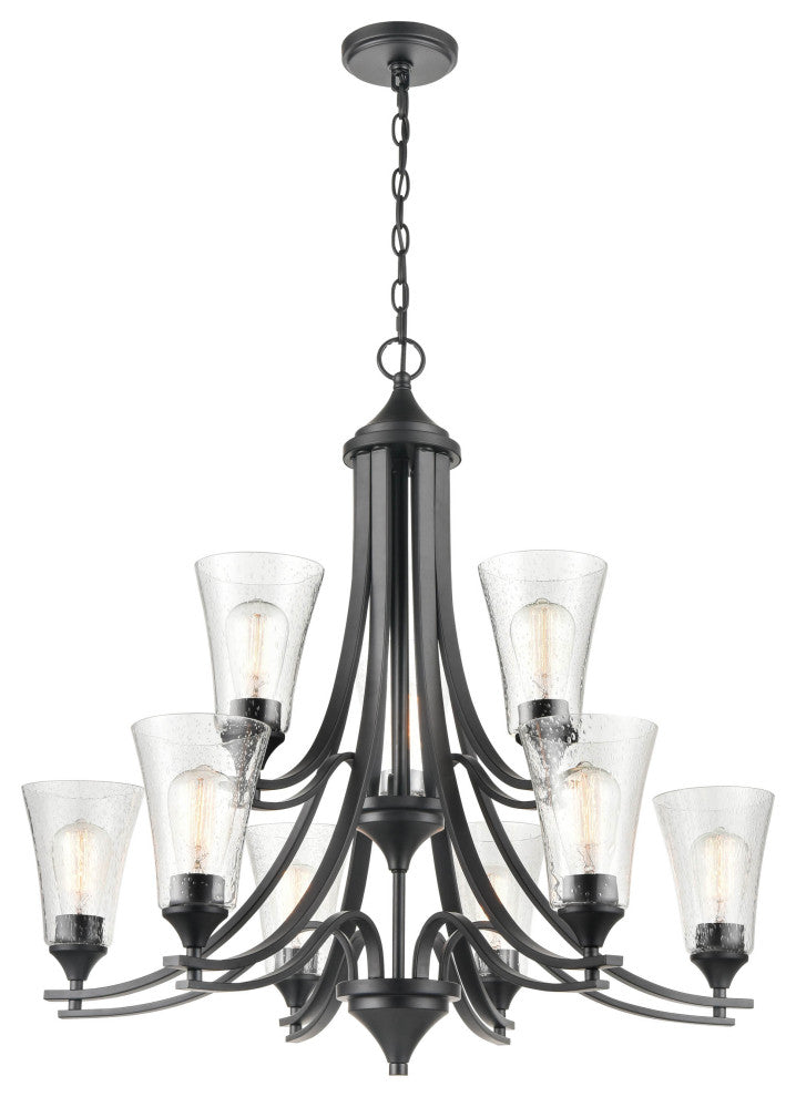 Natalie Collection 9 Light 32 in. Matte Black Chandelier