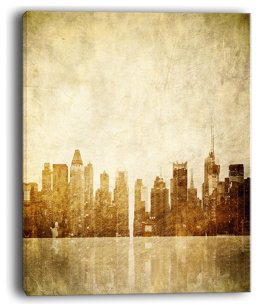 "New York Skyline Grunge View" Canvas Print