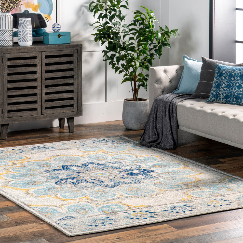 Nuloom Withered Bloom In Bouquet Area Rug, Blue 6'7"x9'