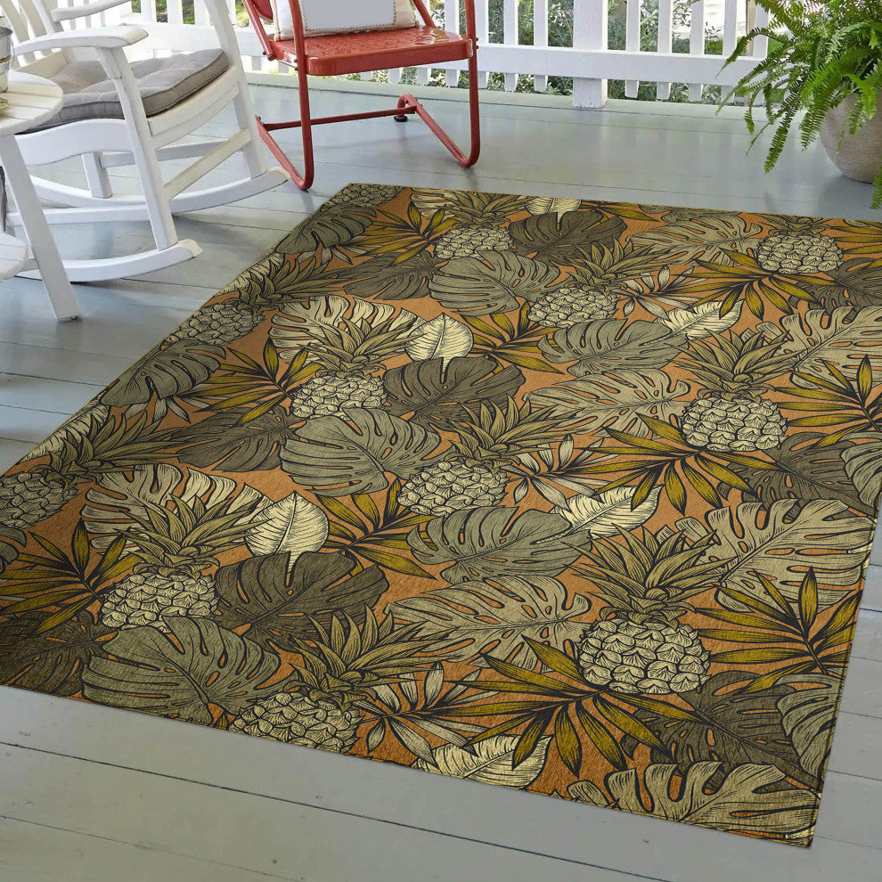 Indoor/Outdoor Tropics TC11 Clay Machine Washable 3' x 5' Rug