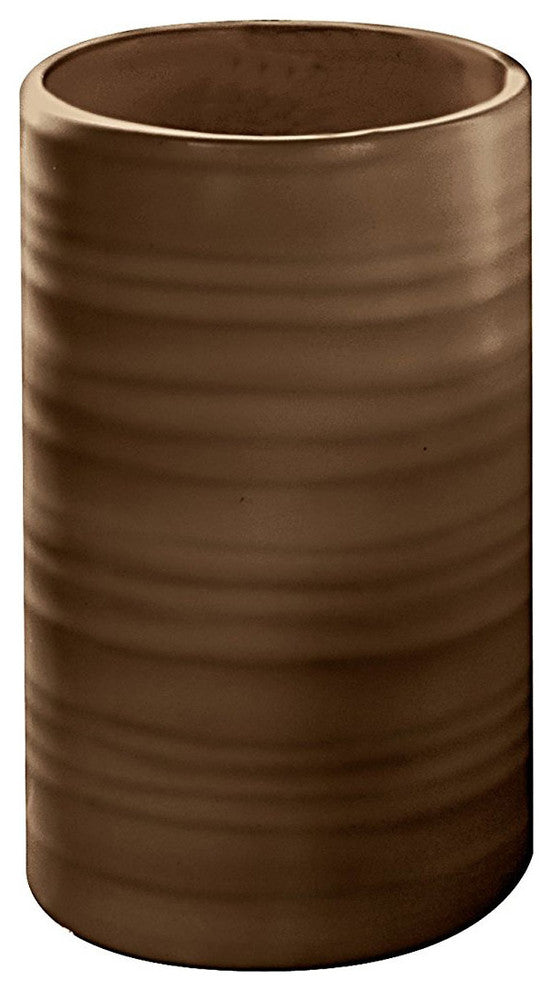 Round Porcelain Bathroom Accessories, Sahara, Tumbler, Nut Brown
