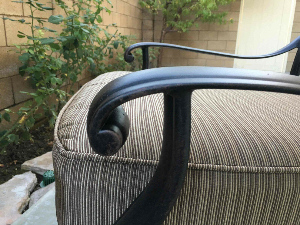 5 Piece Patio Fire Pit Conversation Set, Cast Aluminum Club Swivel Rockers