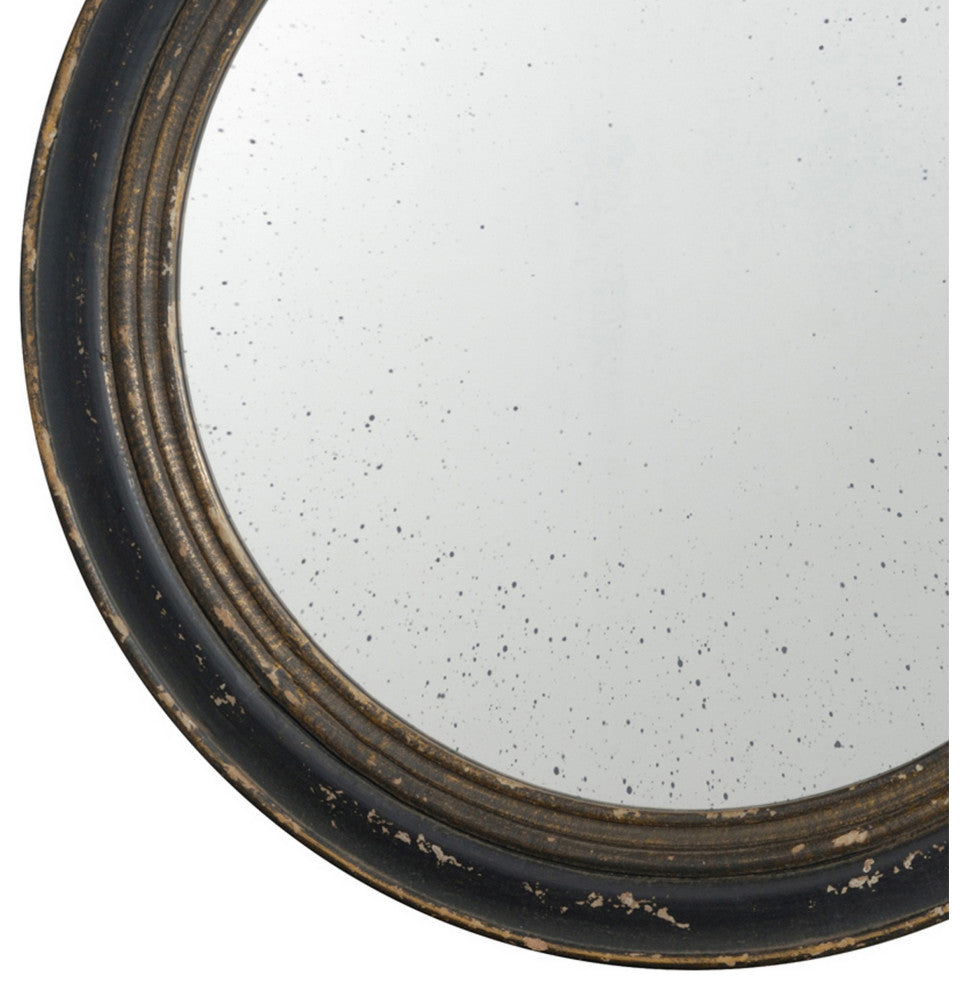 Benzara BM286156 24" Wall Mount Mirror Molded Trim Wood Frame, Distressed Brown