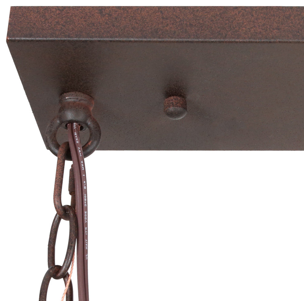 LNC 8-Light Distressed Wood 27.5" Chandelier, Rectangle, Farmhouse