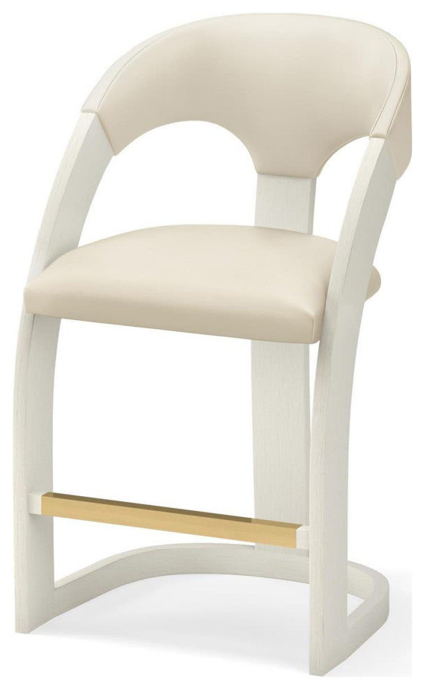 Delia Counter Stool Leather, Rename - Antique White Frame/Milk Top Grain Leather