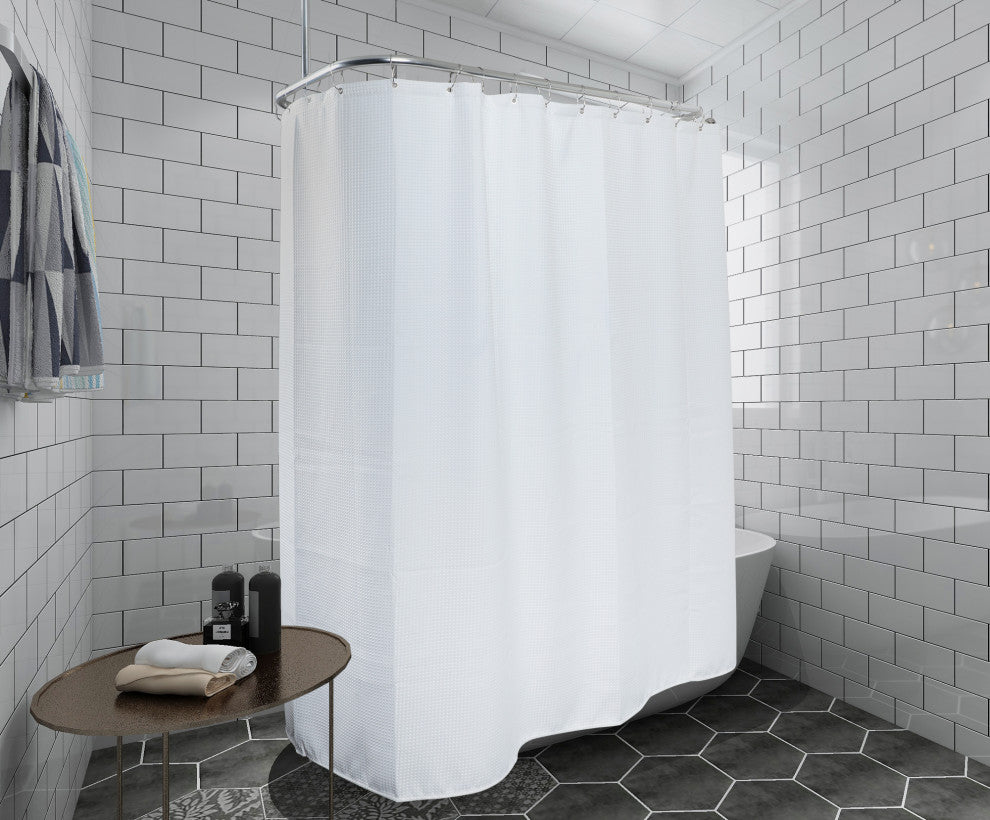 Utopia Alley Waffle Weave Shower Curtain With 36 Hooks Set, 180 x 70 inch , White