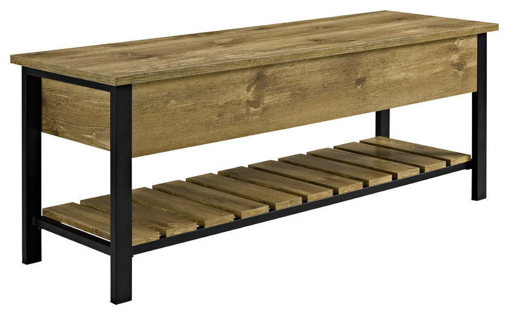 48" Open-Top Storage Bench With Shoe Shelf, Barnwood
