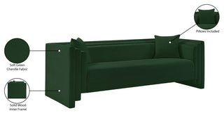 Everett Upholstered Sofa, Green, Chenille Fabric