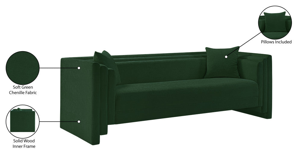 Everett Upholstered Sofa, Green, Chenille Fabric