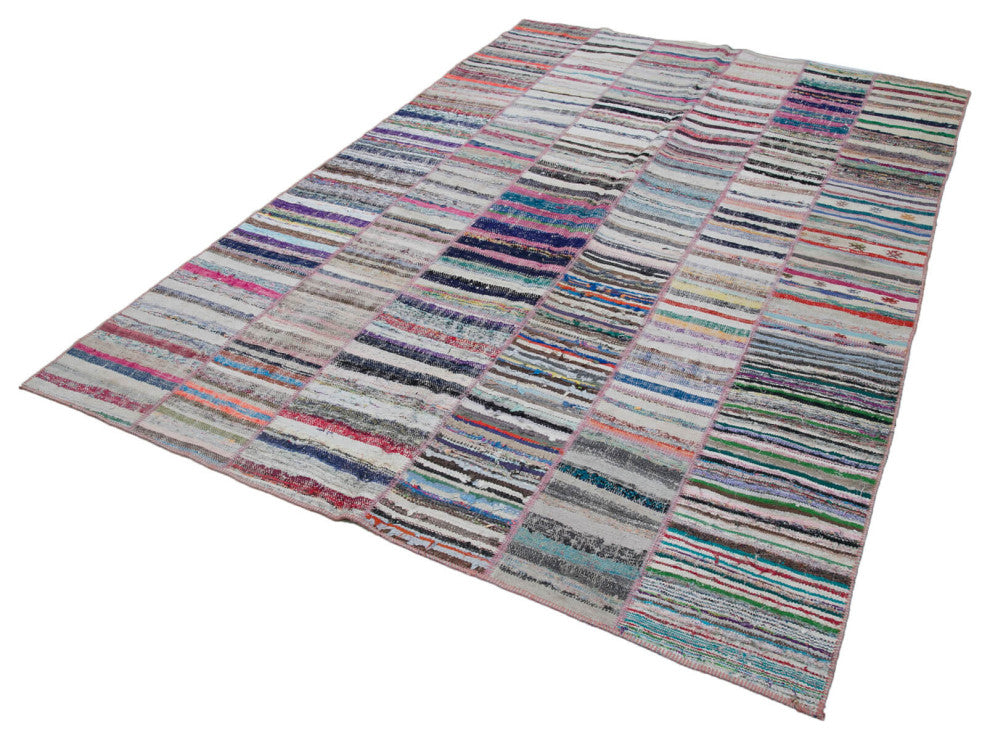 Rug N Carpet - Handmade Oriental 6' 7'' x 9' 9'' Unique Patchwork Kilim Rug