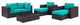 Modern Contemporary Outdoor Patio 8-Piece Sectional Sofa Set, Blue, Rattan
