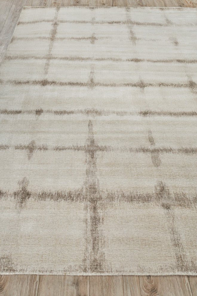 Chroma Handmade Hand Loomed Wool and Bamboo Silk Beige/Brown Area Rug
