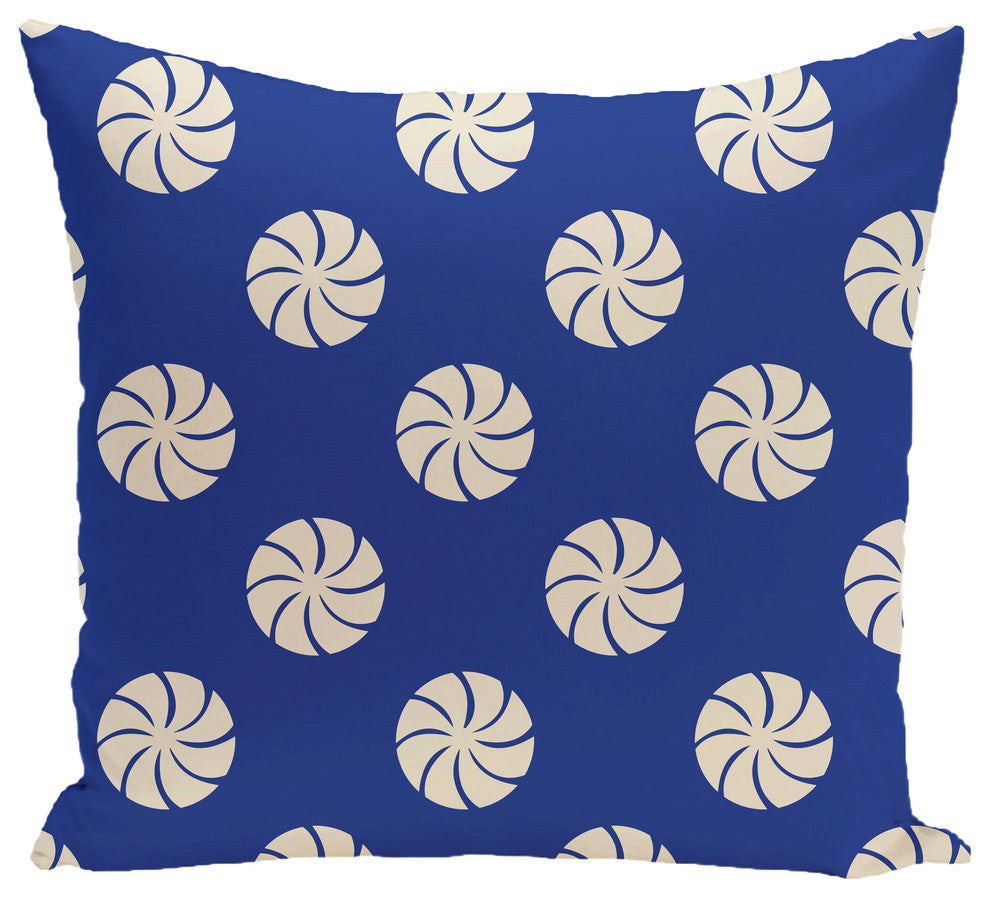 Whirl Of The Season, Decorative Geometric Print Pillow, Royal Blue, 18"X18"