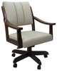 Swivel Wood Dining Caster Chair with Wheels - Casa, Ocean Beige Vinyl, Brown Honey