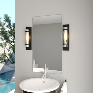 Vilo 4.5-in W 1 Light Matte Black Wall Sconce Light with Full Backplate, Matte Black, 4.5"wx18.5"hx4"d