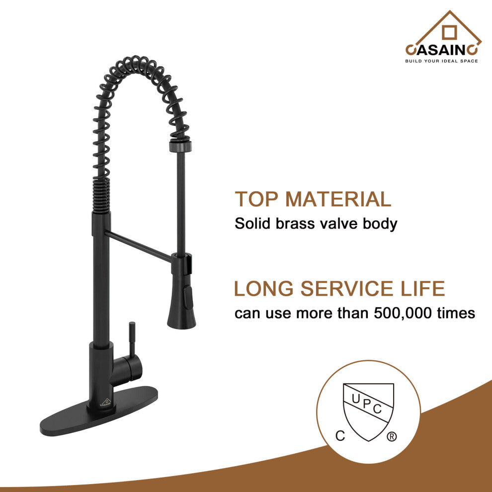 Kitchen Faucet Spring Pull Down Sprayer Dual-Function Spray Head Matte Black