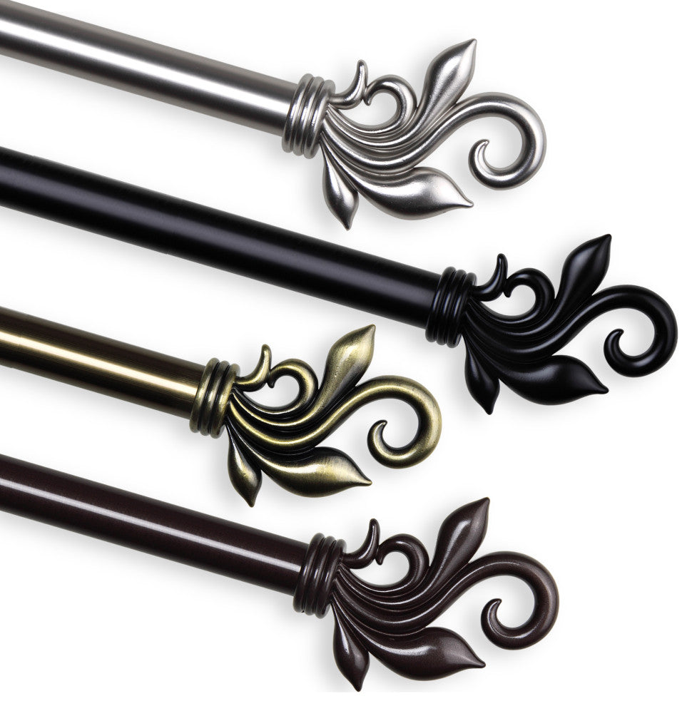 Giles 13/16" dia. Curtain Rod, Black, 18-28"
