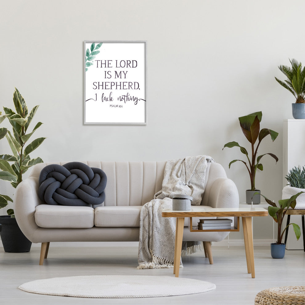 Lord Is My Shepherd Faith Phrase Plant Greenery, 24 x 30