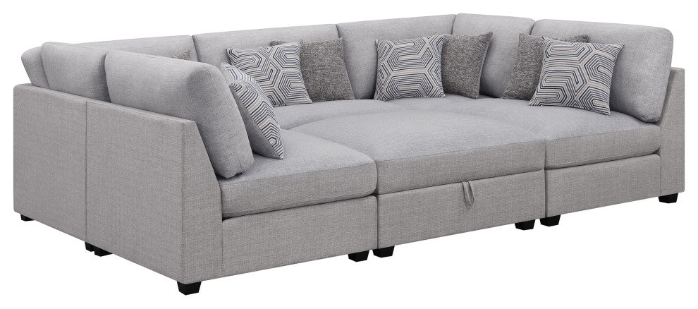 Cambria 6-piece Upholstered Modular Sectional Sofa Grey