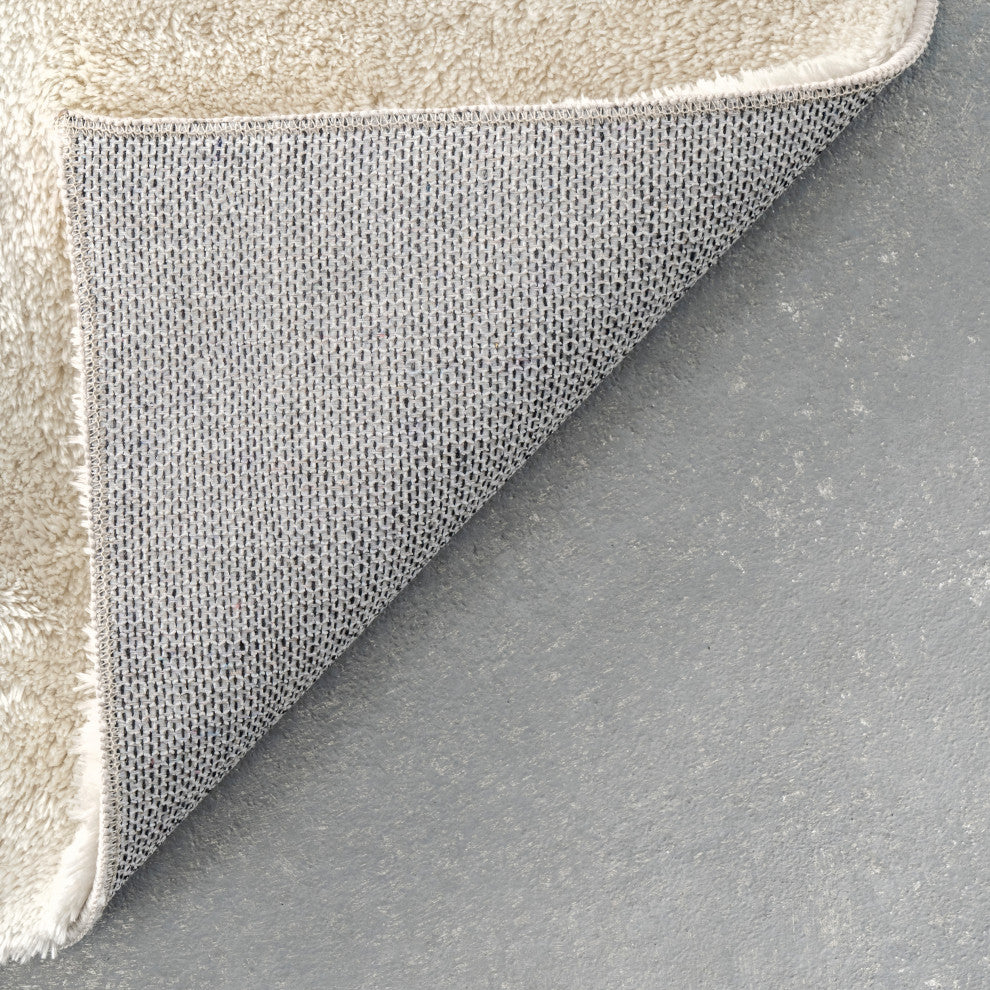 nuLOOM Loni Solid Machine Washable Shag Area Rug, Cream, 6'x9'