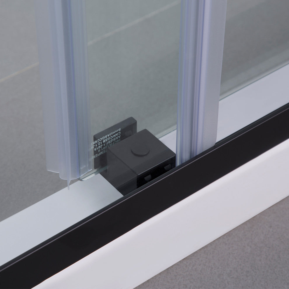 Spezia Double Sliding Frameless Shower Door, Matt Black, 60" W X 76" H