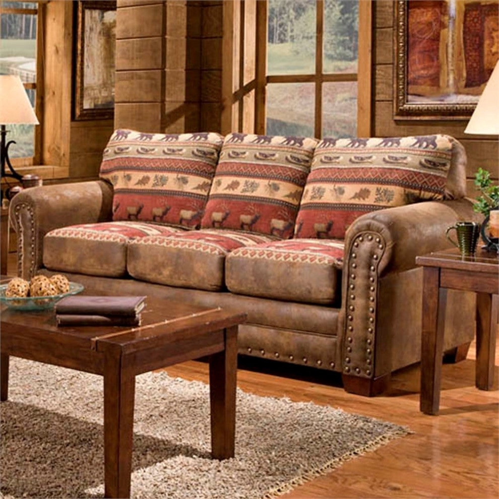 American Furniture Classics Sierra Lodge 88" Microfiber Sleeper Sofa in Brown